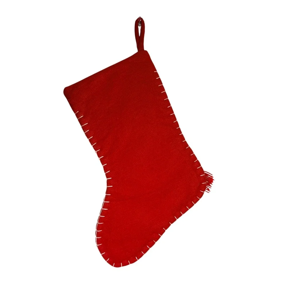 VTG 90s Patriotic Snowman Christmas Stocking Red Felt Americana Stars Stripes